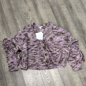 Jessica Simpson Lavender and Brown Cardigan